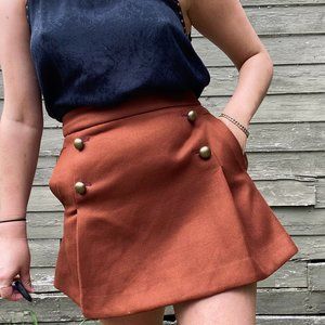 Express Women's Collegiate Orange Pleated Mini Skirt | Preppy Style | Size 4